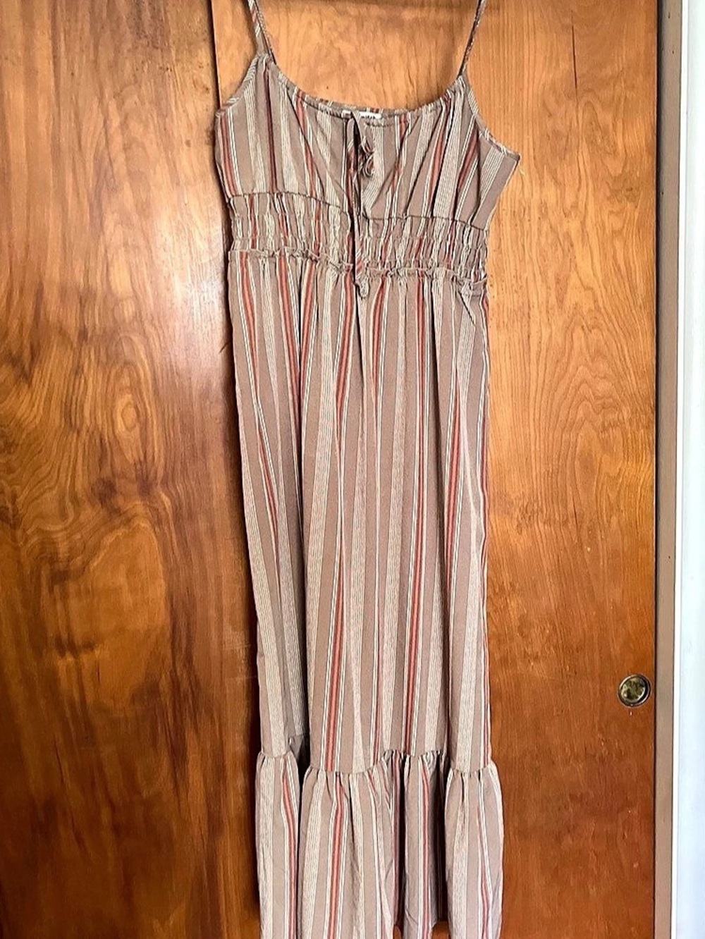 Striped Maxi Dress in Brown & Pink Like New